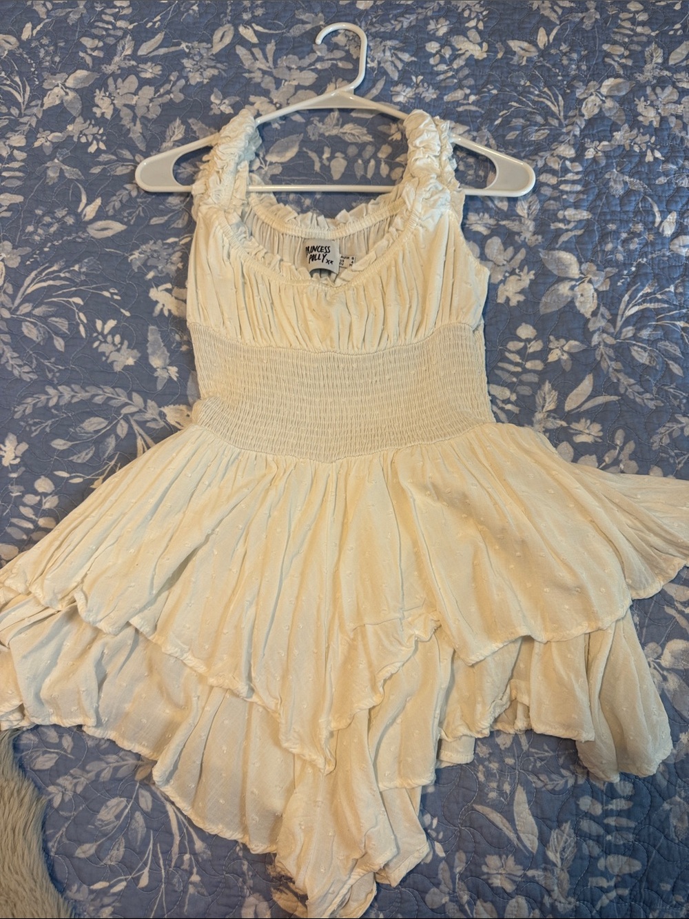 Princess Polly Cream Ruffled Tiered Romper